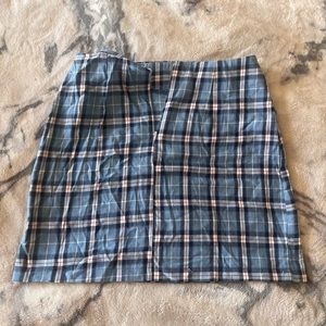Blue plaid mini skirt